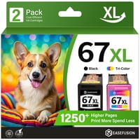 Paquete Combinado De Cartuchos De Tinta Easefusion 67Xl En Negro/Color Hp 67