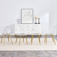 M&Ms - Modern Minimalist Transparent Dining Chair, Plastic Chair, Armless Crystal Chair, Nordic Creative Makeup Stool, Negotiation Chair, 6-Piece Set Of Gold-Plated Metal Legs, Tw-1200