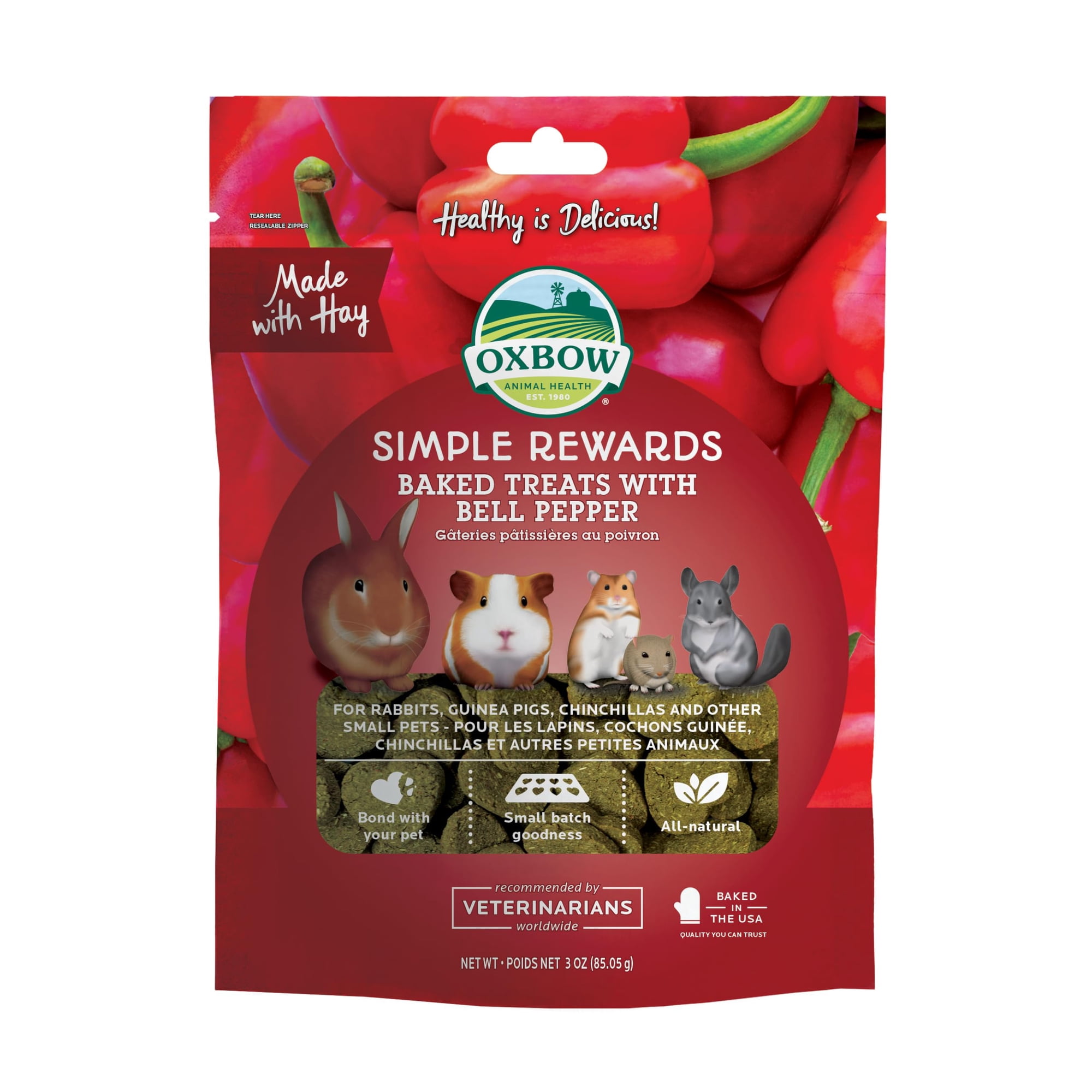 Pimiento Horneado Treats Oxbow Simple Rewards Para Conejo, 85 G