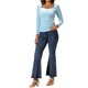 thumbnail image 2 of INSPIRE CHIC Tops de terciopelo para mujer con cuello de corazón elegante y mangas largas T-Shirt S Azul claro, 2 of 6