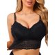 thumbnail image 1 of INSPIRE CHIC Camisola sin cables de encaje para mujer con escote en V, tirantes ajustables, sujetadores triangulares acolchados elegantes, grande, negro, 1 of 5
