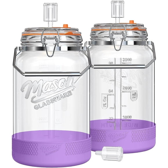 Qianfenie Upgrade 1 Gallon Fermentation Jar with Airlocks, 2