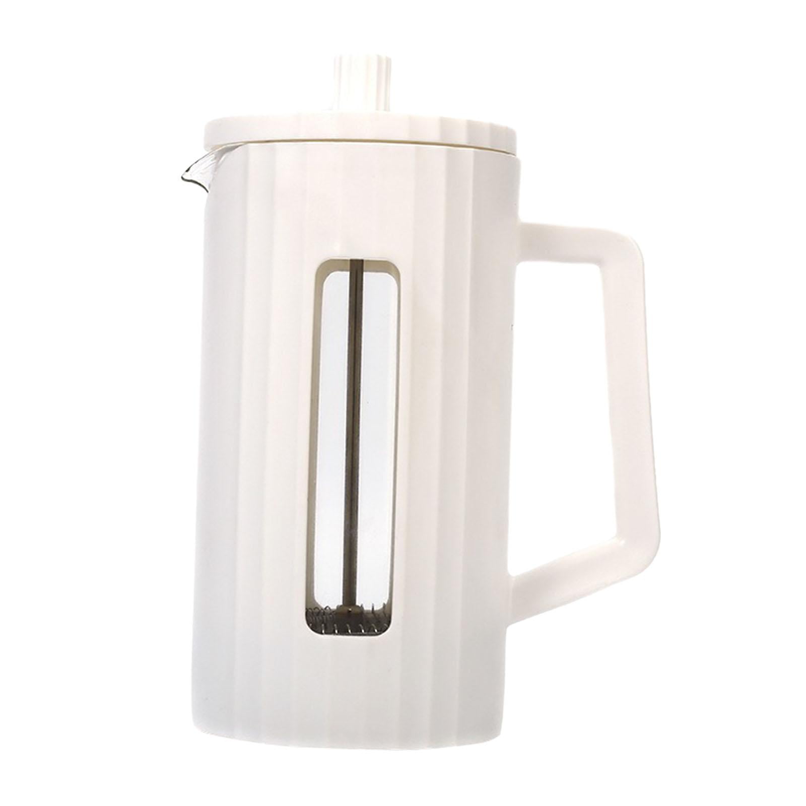 Magideal - Cafetera De Presión Francesa, Tetera De Café, Cafetera De Gran Capacidad, Prensa De Acero, Tetera De Café Expreso Para El Hogar, Cafetería, Camping Y Blanco 600ml