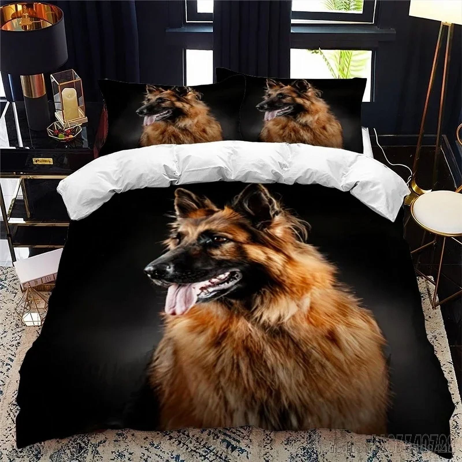 x1755 Bed SheetsGerman Shepherd Dog Bedding Set Pet Dog Duvet Cover Set HD Comforter Cover Bedclothes for Kids Bedding Sets Bedroom Decor 3-Piece Bedding Set (1 Duvet Cover + 2 Pillow Shams) nj1755