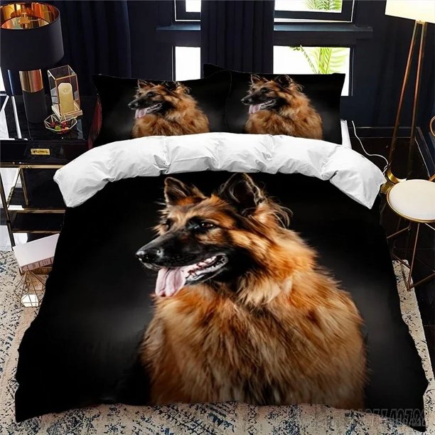 x1755 Bed SheetsGerman Shepherd Dog Bedding Set Pet Dog Duvet Cover Set HD Comforter Cover Bedclothes for Kids Bedding Sets Bedroom Decor 3-Piece Bedding Set (1 Duvet Cover + 2 Pillow Shams) nj1755