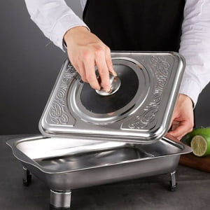 N-Ofertas - Bandeja Budinera Con Tapa Acero Inoxidable