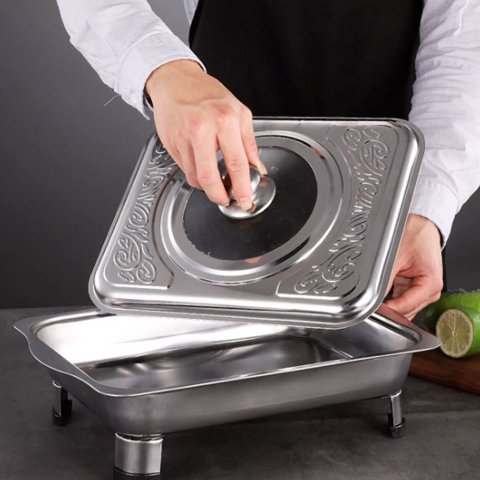 N-Ofertas - Bandeja Budinera Con Tapa Acero Inoxidable