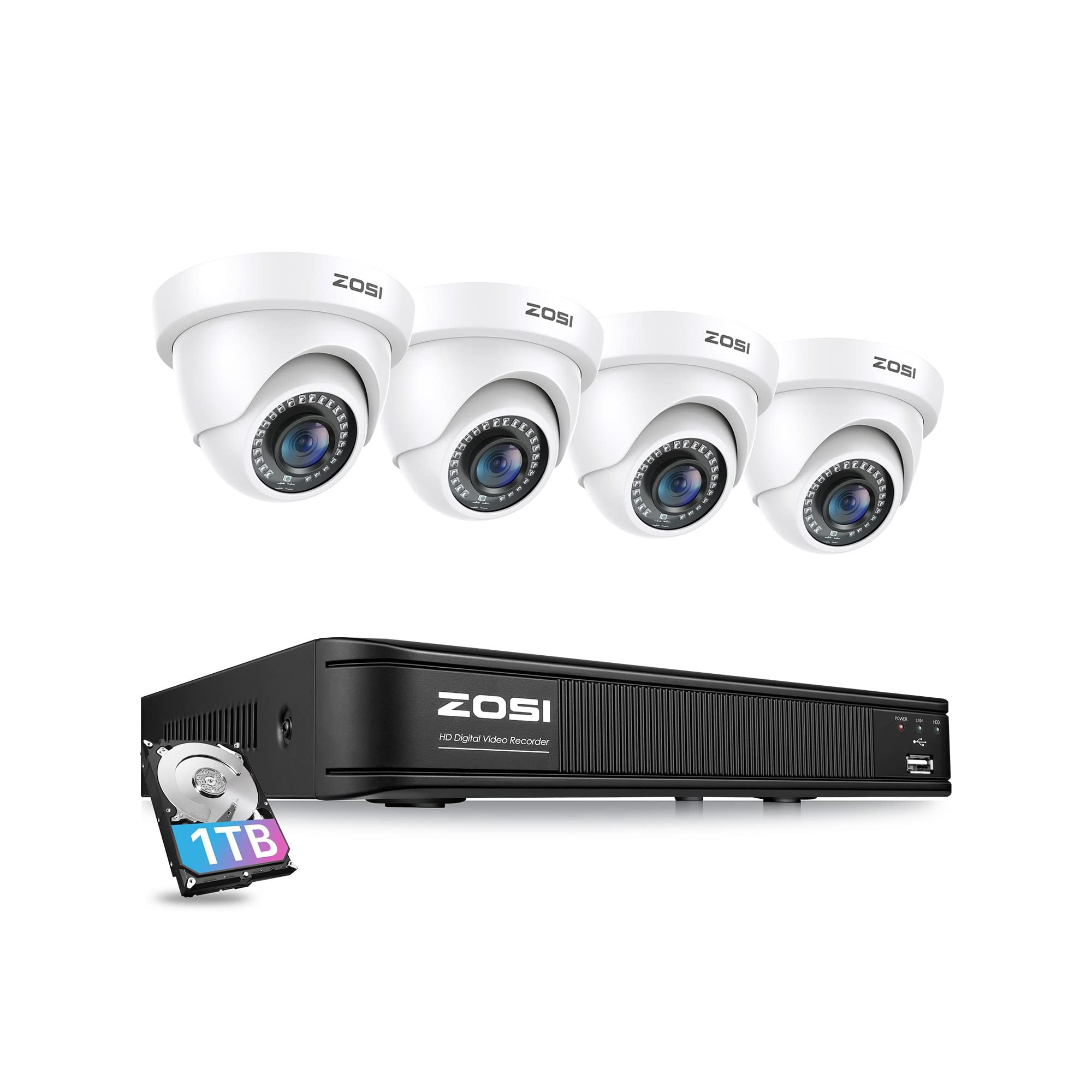Sistema De Cámara De Seguridad Zosi 3k 5mp Lite H.265+ 8ch Con Disco Duro De 1 Tb