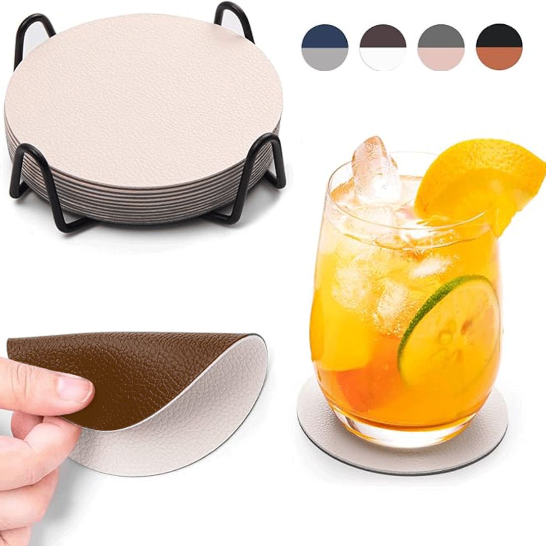 Aura Zeus - Set 4 Posavasos Ecocuero Antimanchas Impermeables 2 En 1