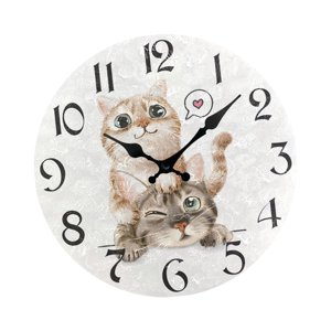 Magideal - Reloj De Pared Con Diseño De Gato, Divertido Y Redondo, Silencioso, Regalo Único Para Inauguración De La Casa, Reloj Decorativo De Pared Fácil De Leer Estilo A