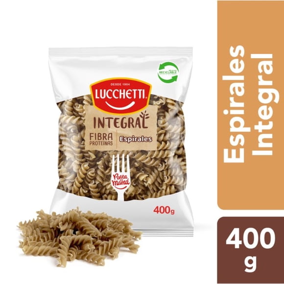 Fideo Pasta Integral Espirales Bolsa, 400 g