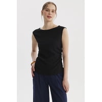 Fashionspark - Polera Mujer Bote Drapeada Negro