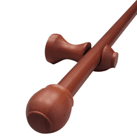 Metalhsa - Set Barra Para Cortina Simple 19 Mm De Madera 2,00 Mt Color Chocolate Terminal Bola