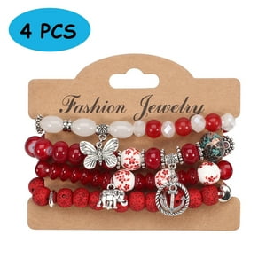 Pulsera Heshpaws Bohemian Stretch Set 4 Piezas Elefante Mariposa Retro