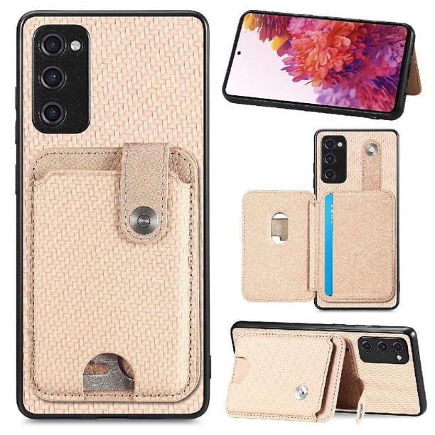 Funda Billetera Tejida para Samsung Galaxy S20 FE con Soporte y Tarjetero Beige
