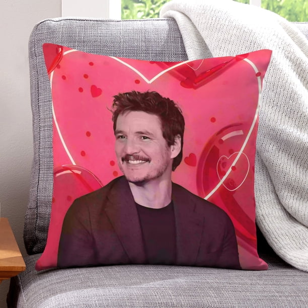 Pedro Pascal Fundas de almohada de terciopelo con tema, regalos de funda de almohada, decoración para el hogar, cojín de lanzar, regalo de cumpleaños para fans y parejas.66*66cm.