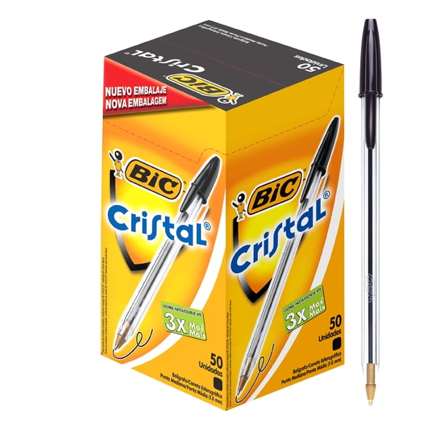 Bic - Lápiz Pasta Negro Cristal Punta Media 50 Unid