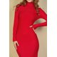 thumbnail image 2 of Saronite Vestido Midi Ajustado de Punto Acanalado con Cuello Alto y Manga Larga Basics, Negro (para Mujer), 2 of 5