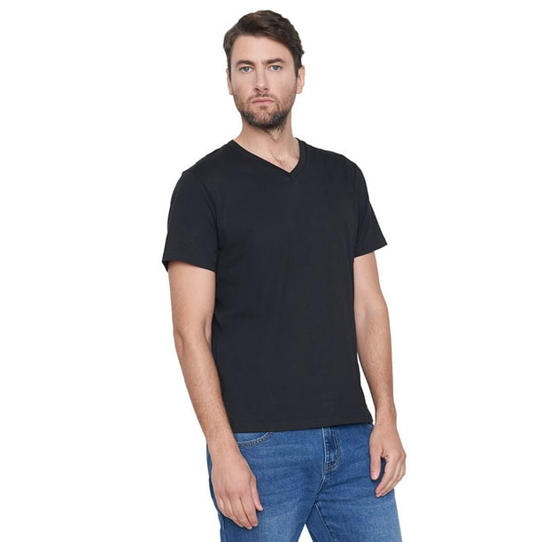Polera Hombre V Neck Color Negro Corona