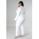 thumbnail image 3 of Conjunto De 2 Piezas Con Top De Encaje Elástico Cuello Manga Larga Bolsillos Falsos Y Pantalones Ajustados De Cintura Alta Rojo (para Mujer), 3 of 4