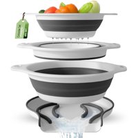 Coladores Plegables Gevoli (Paquete De 3) Con Base Para Cubrir El Fregadero