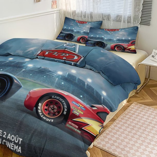 Cars Lightning McQueen Boys 3 Piece Bedding with 1 Flat Sheet And 2 Pillowcases Twin Bed Sheets