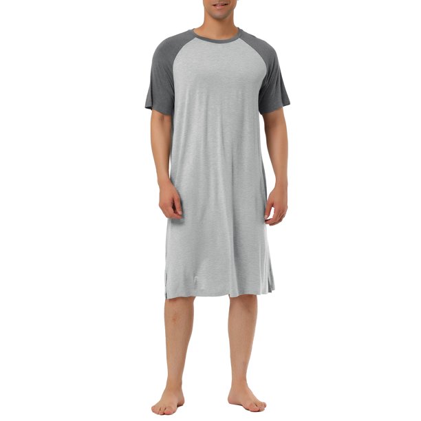 INSPIRE CHIC Camisón para Hombre de Manga Corta Raglán Cómodo y Suave para Dormir L Gris