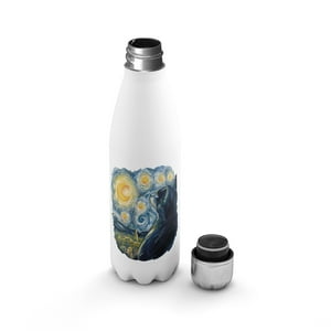 Creango - Botella Agua Termica Gato Noche Estrellada Parodia De Acero Inoxidable