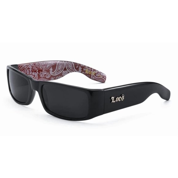 Gafas de sol Locs Hardcore Gangster con estampado de bandana negra y roja