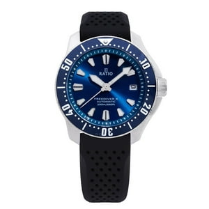 Reloj Ratio Freediver X Ocean Azul Con Bisel Cerámico Azul Automático Rtx003 200M Para Hombre