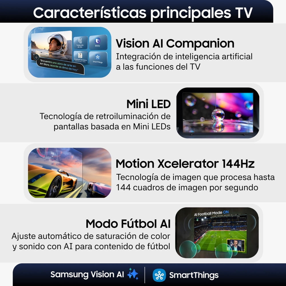 Televisor 55" Mini LED M80H 4K Samsung Vision AI Smart TV (2026) + Control por Voz, foto 5