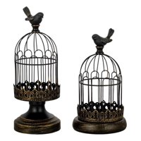 Genérico - Set De 2 Candelabro Portavelas Decorativo Jaula Negro Jhn