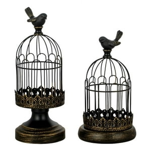 Genérico - Set De 2 Candelabro Portavelas Decorativo Jaula Negro Jhn