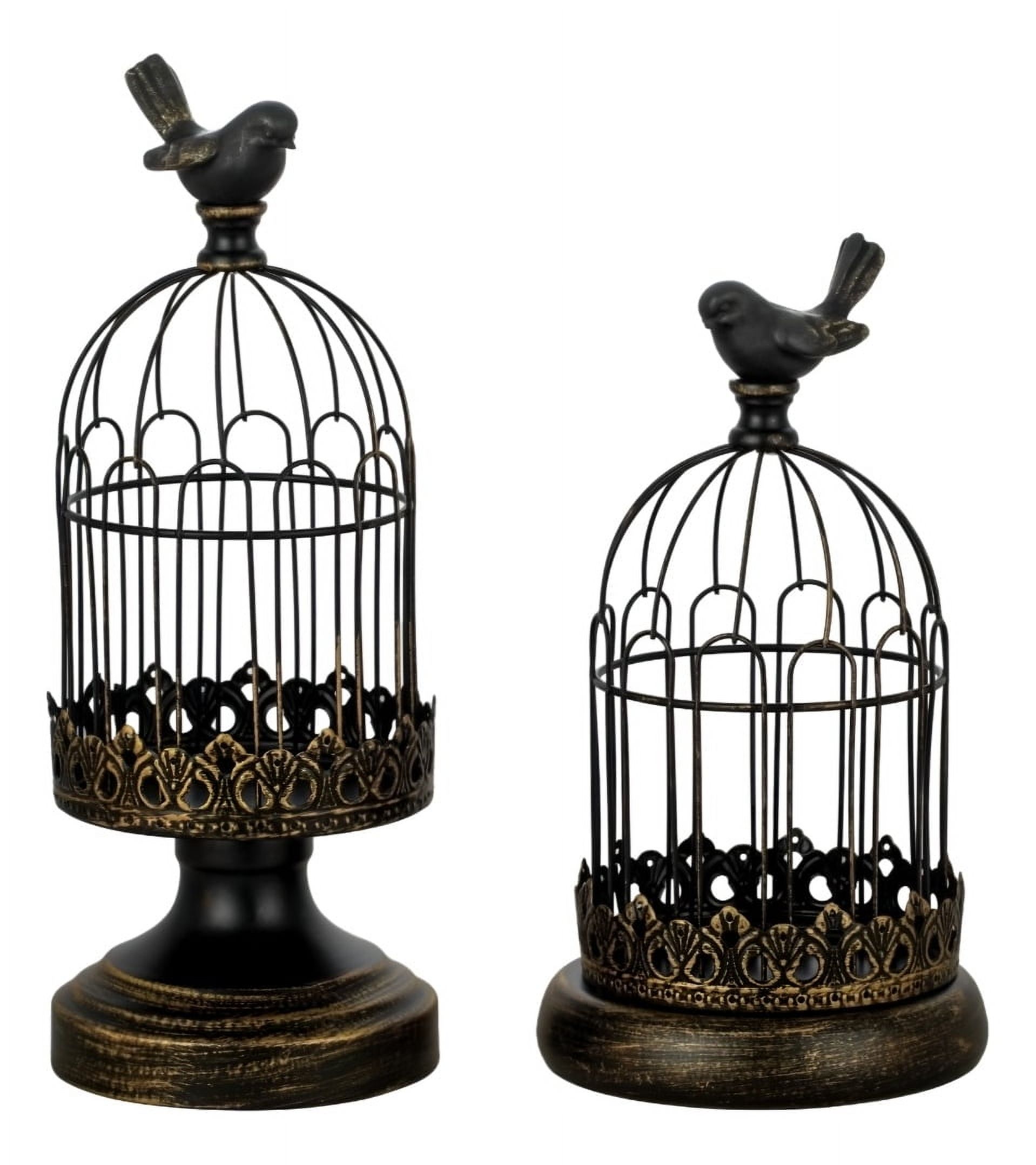Genérico - Set De 2 Candelabro Portavelas Decorativo Jaula Negro Jhn