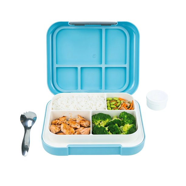 Caja Bento REGALWOVEN, Lonchera para Adultos, Contenedor de Preparación de Comidas a Prueba de Fugas de 3 Compartimentos para Viajes de Trabajo Azul