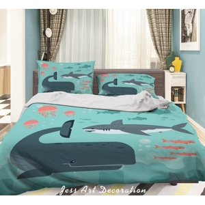 Milsleep - 3D Vida Marina Patrón Funda De Edredón Set Ropa De Cama Set Funda De Edredón Fundas De Almohada Wj