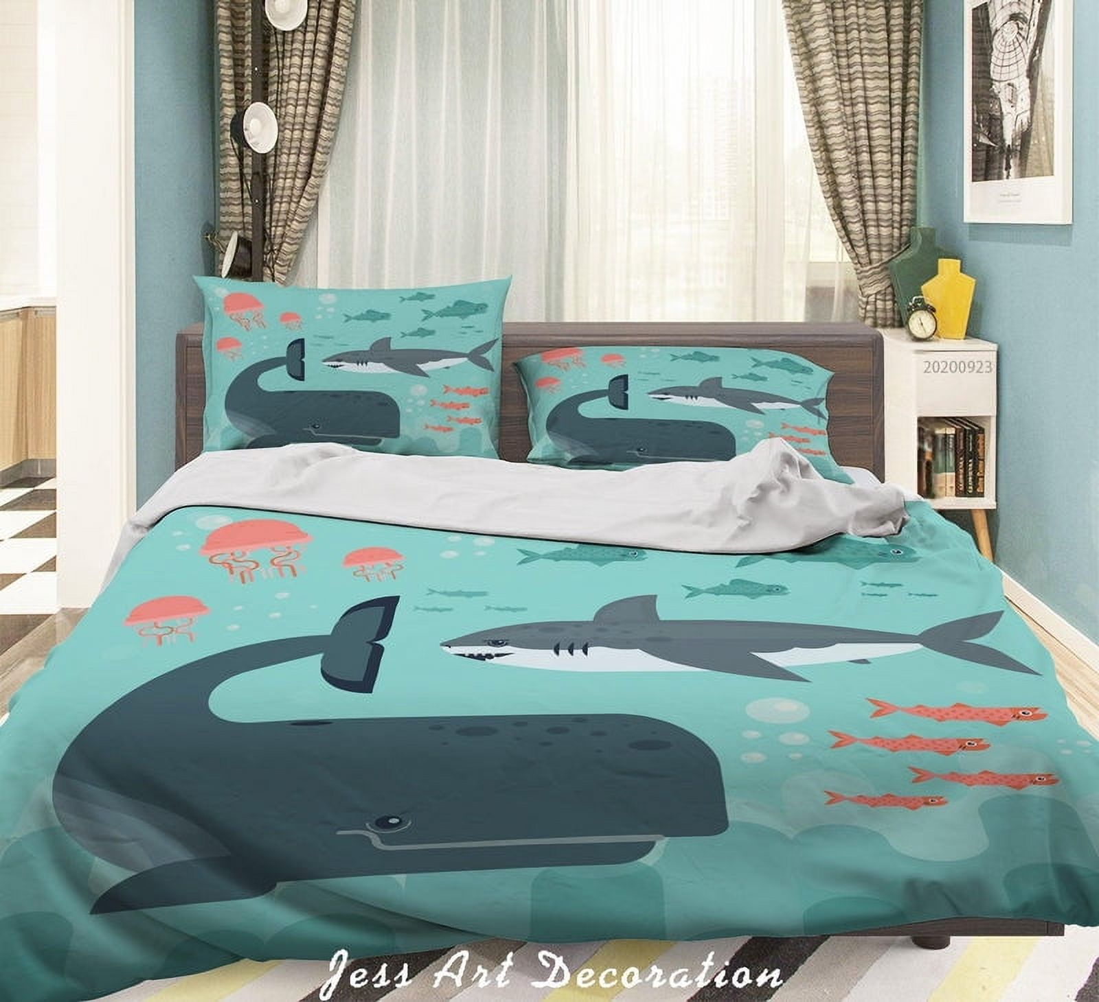Milsleep - 3D Vida Marina Patrón Funda De Edredón Set Ropa De Cama Set Funda De Edredón Fundas De Almohada Wj