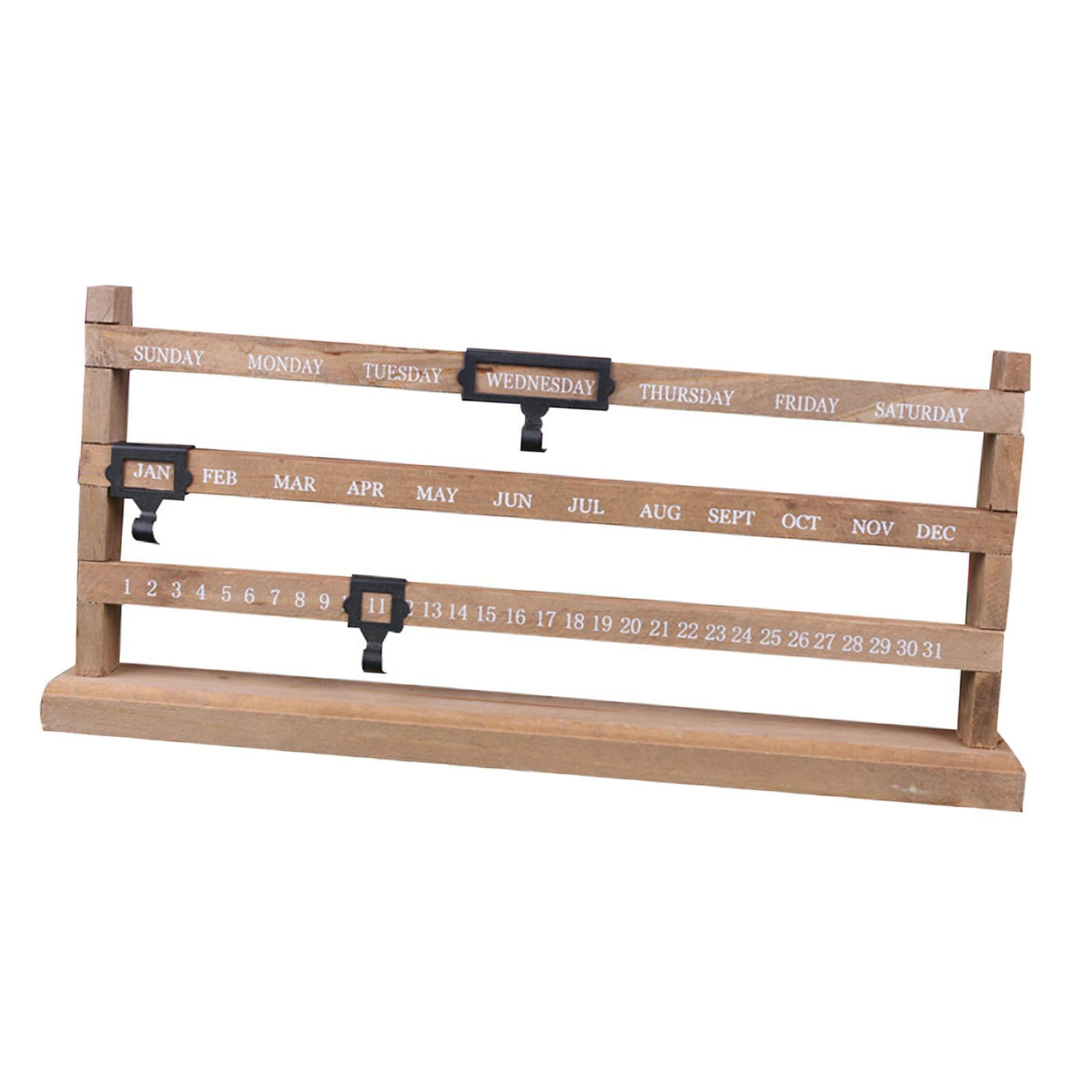 Ioensy - Soporte De Calendario Perpetuo De Madera Natural Para El Comedor Del Dormitorio Del Hotel