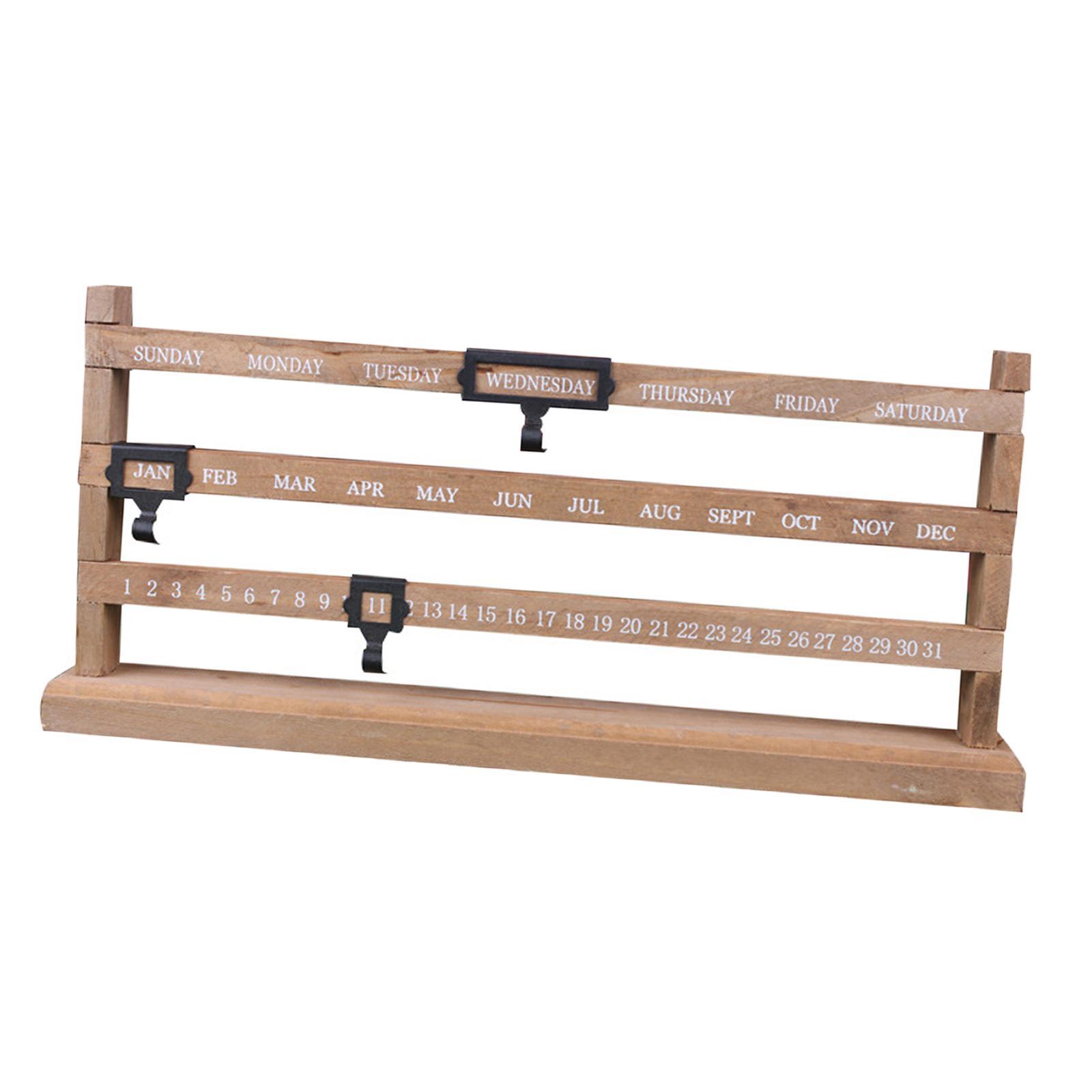 Ioensy - Soporte De Calendario Perpetuo De Madera Natural Para El Comedor Del Dormitorio Del Hotel