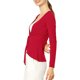 thumbnail image 4 of INSPIRE CHIC Cárdigan de punto abierto con lazo al frente, manga larga y dobladillo con volantes para mujer, regreso a clases, talla S, rojo, 4 of 7