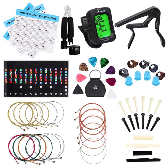 Kit de accesorios para guitarra LOMEVE Acoustic con cuerdas, afinador y más