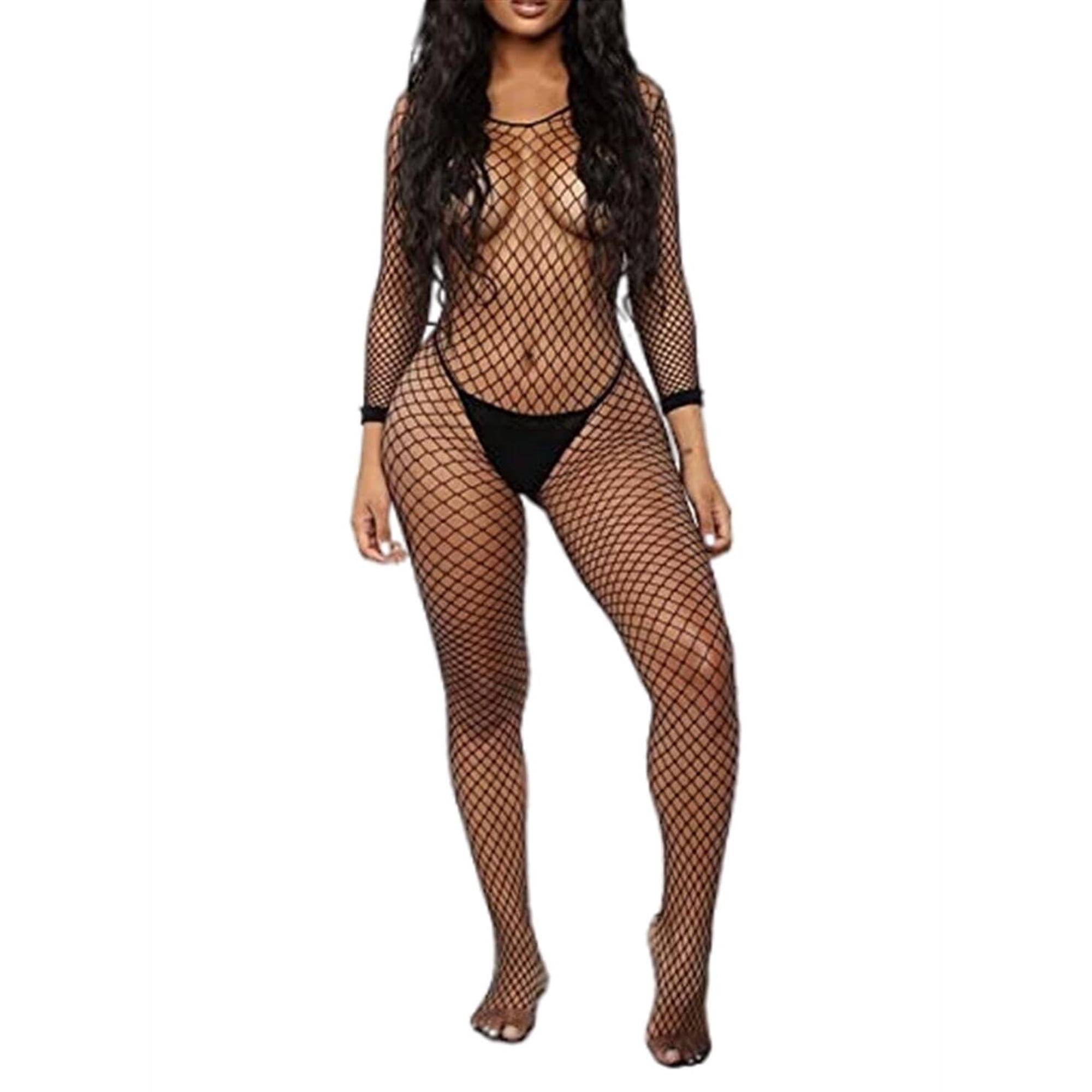 Walang Lip - Lencería Sexy De Malla Con Malla Para Mujer, De Bodystocking, Sin Labios
