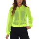 thumbnail image 1 of INSPIRE CHIC Chaqueta con puños acanalados para mujer Sudadera con capucha Chaqueta bomber de malla M Amarillo neón, 1 of 6