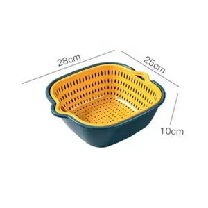 Total Click - Pack 3 Cestas De Almacenamiento Escurridoras Azul Amarillo