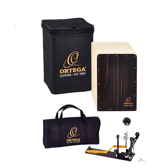 Cajon Bundle Ortega Guitars OSTBCJ-BU Stomp Box con accesorios
