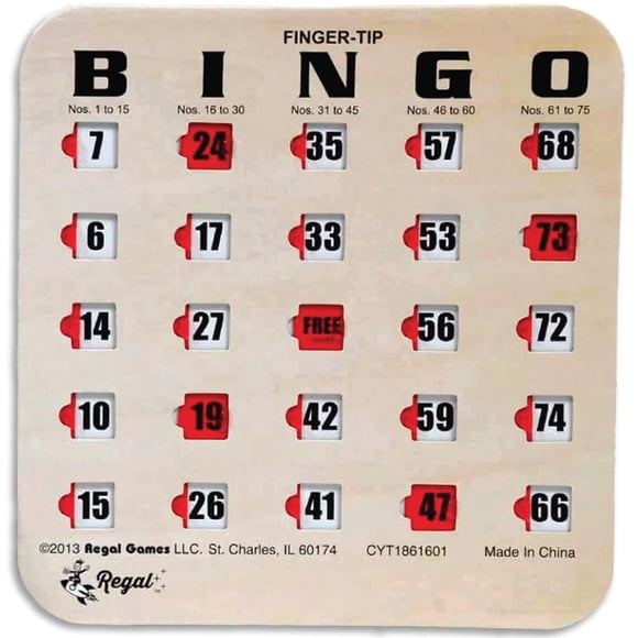 Bingo Cards Regal Bingo con obturador en la punta de los dedos, 25 tarjetas
