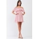 thumbnail image 3 of Vestido Mini Rosa Plisado con Hombros Descubiertos y Doble Capa con Ribete de Volantes (Talla XS), 3 of 3