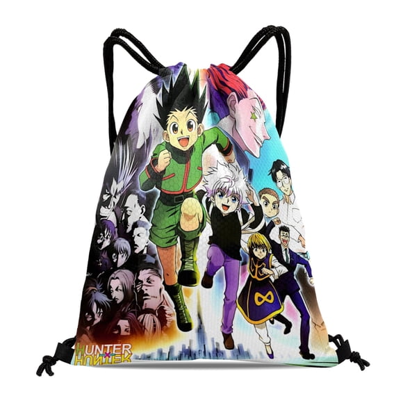 Hunter × Hunter Mochila de Cuerdas para Deportes y Gimnasio, Bolsa de Cuerdas Resistente al Agua, Bolsa Cinch, 30×40cm