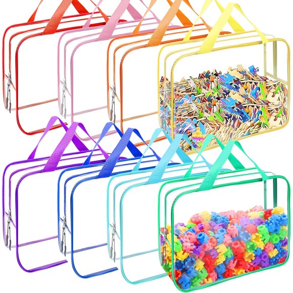 YOPCDJ 8 Packs 8 Colors Toy Storage Bags, Reusable Clear PVC