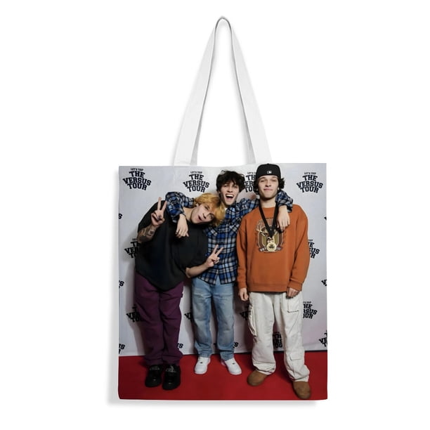 Sturniolo Triplets Bolso de tela con estampado de lienzo para mujer, bolsa de compras reutilizable y estética, con cremallera interior, regalo para mujer,40*40cm.